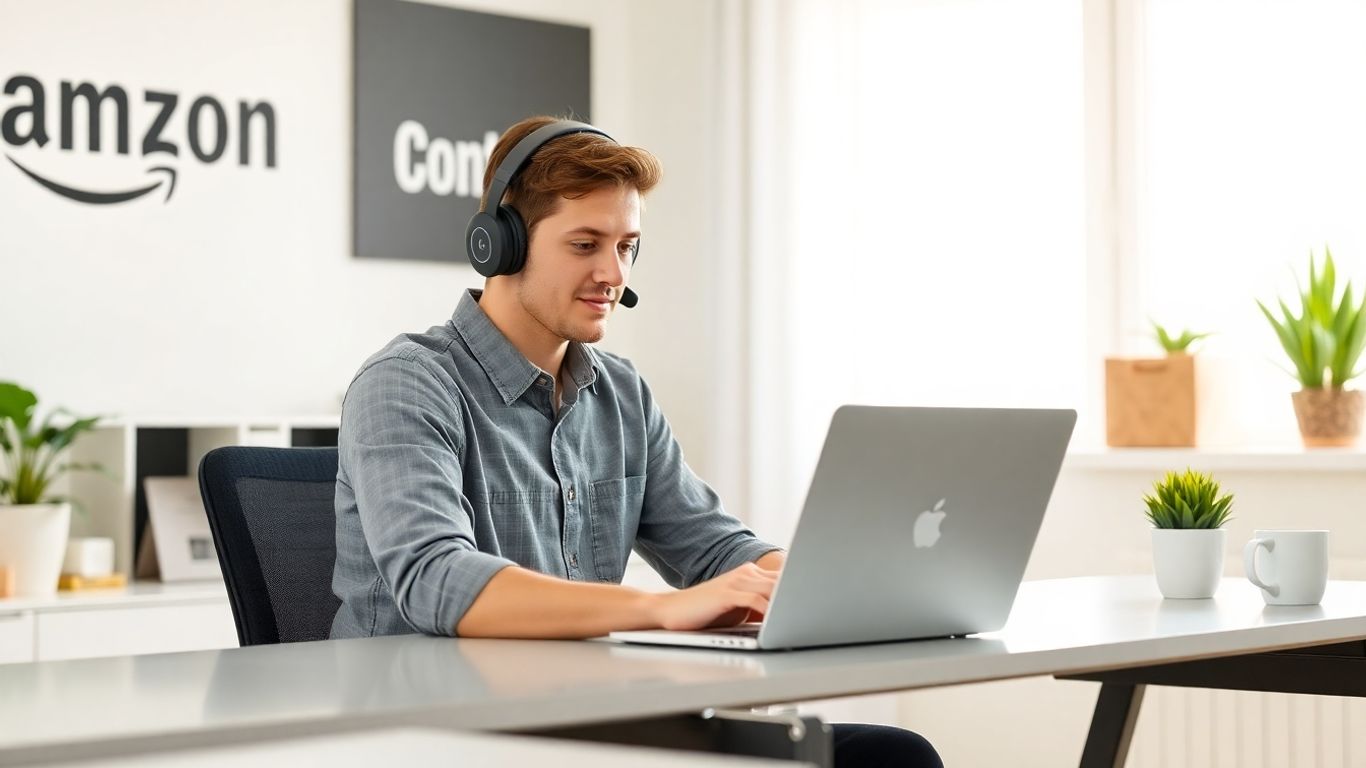 Person working from home on Amazon call center job