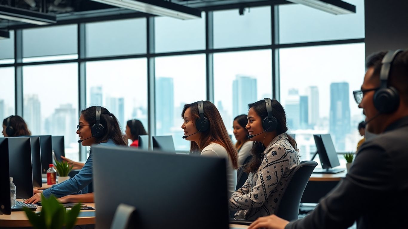 Manila call center agents working in modern office