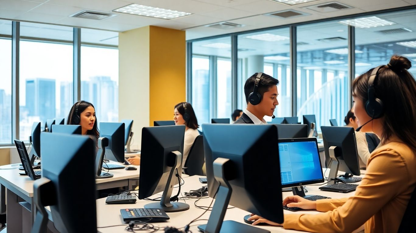 Manila call center agents using advanced computers together