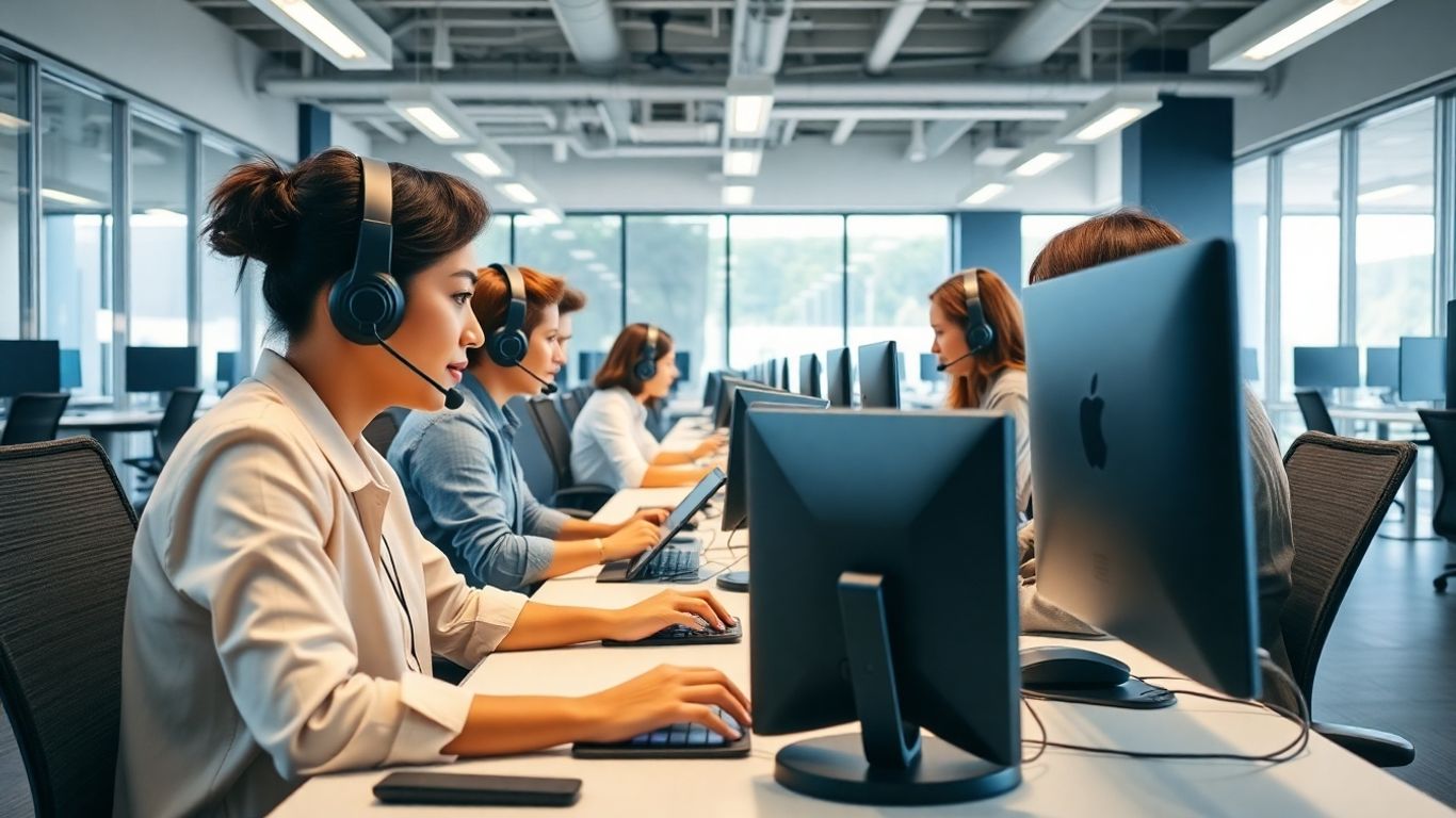 Philippines call center agents working with digital devices