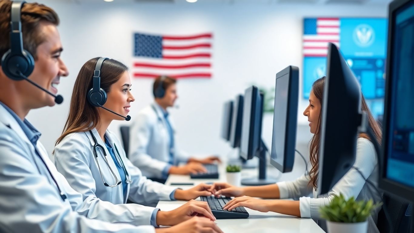 Healthcare call center agents assisting patients securely
