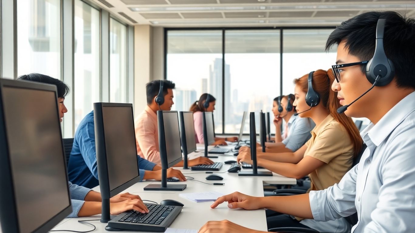 Philippines call center agents at modern office desks