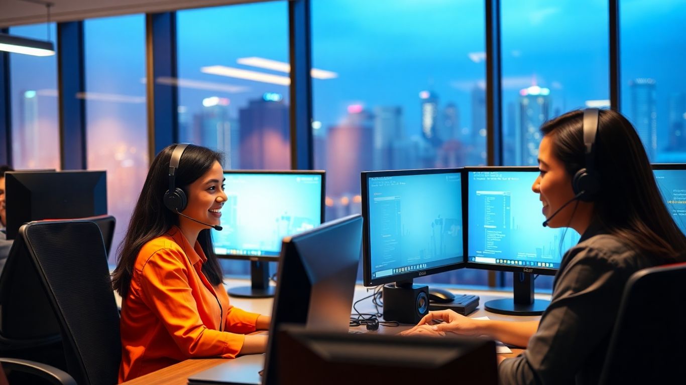 Manila call center agents using advanced technology computers