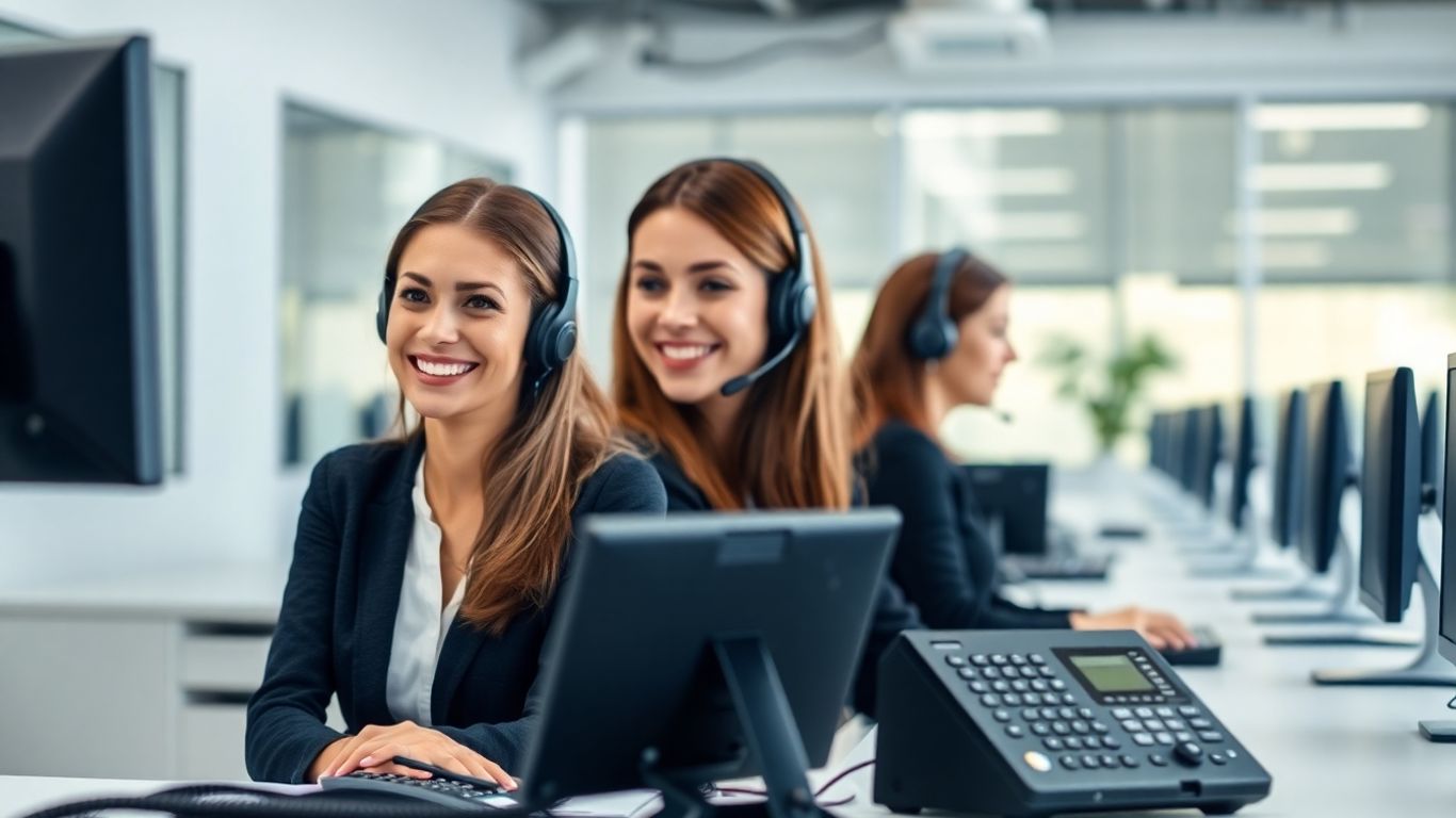 Customer support agents at Xfinity call center desks