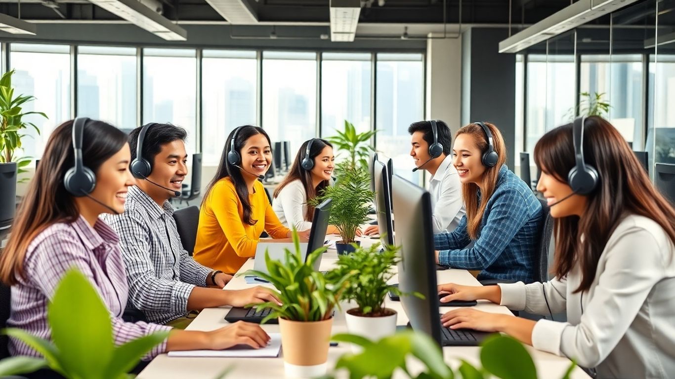 Manila call center agents working in a bright office