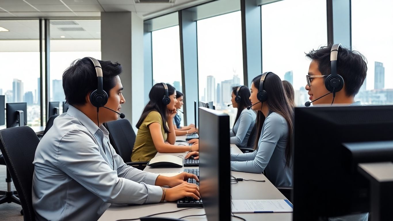Manila call center agents working in modern office