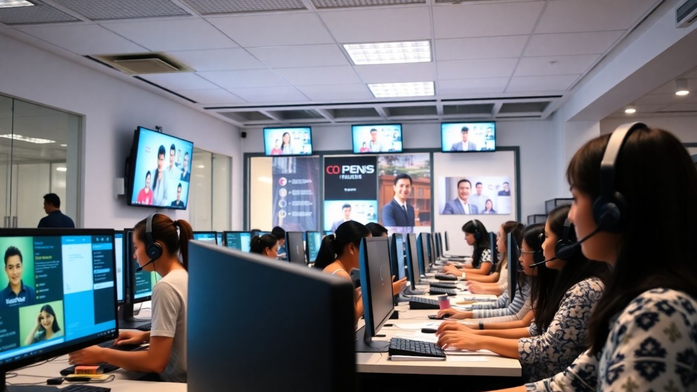 Philippine call center agents working with advanced technology