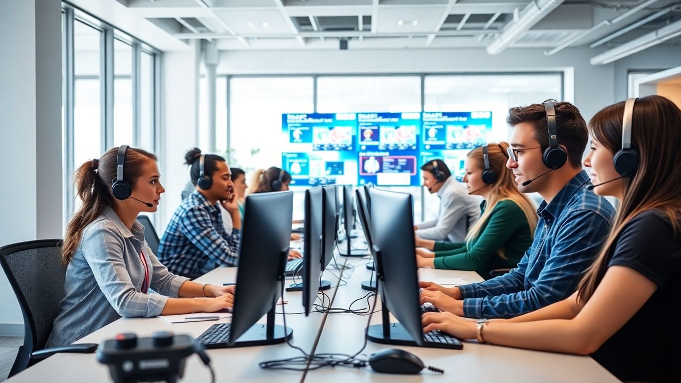 Customer service agents in a modern call center environment
