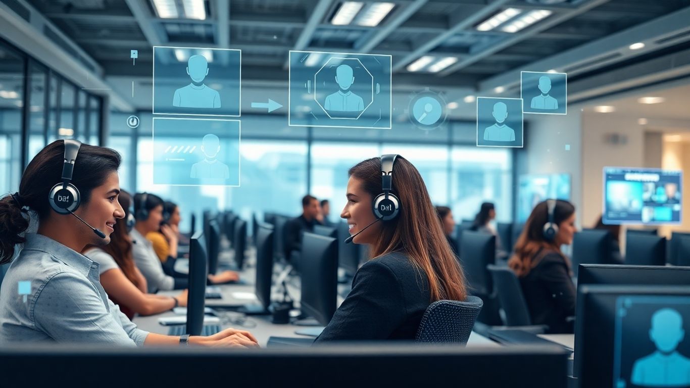 Photographic call center with AI voice bots and agents