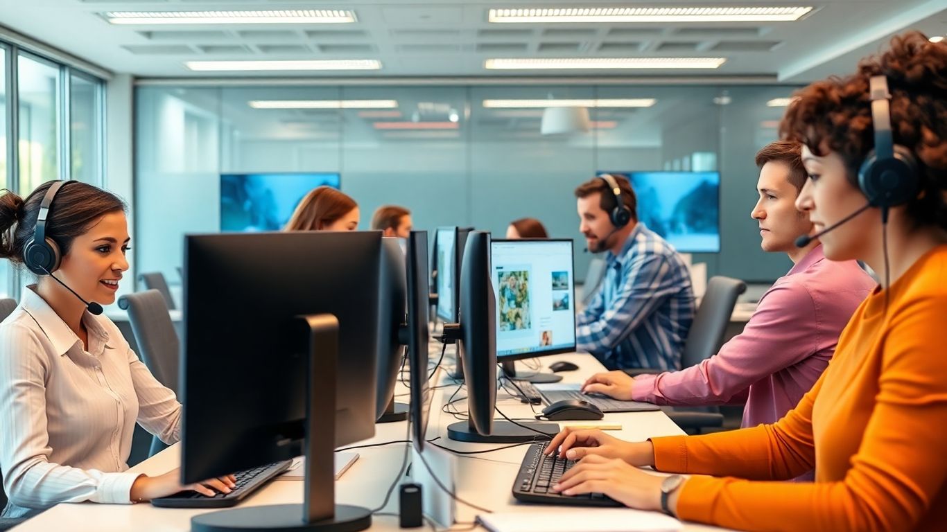 Call center agents working remotely and in office