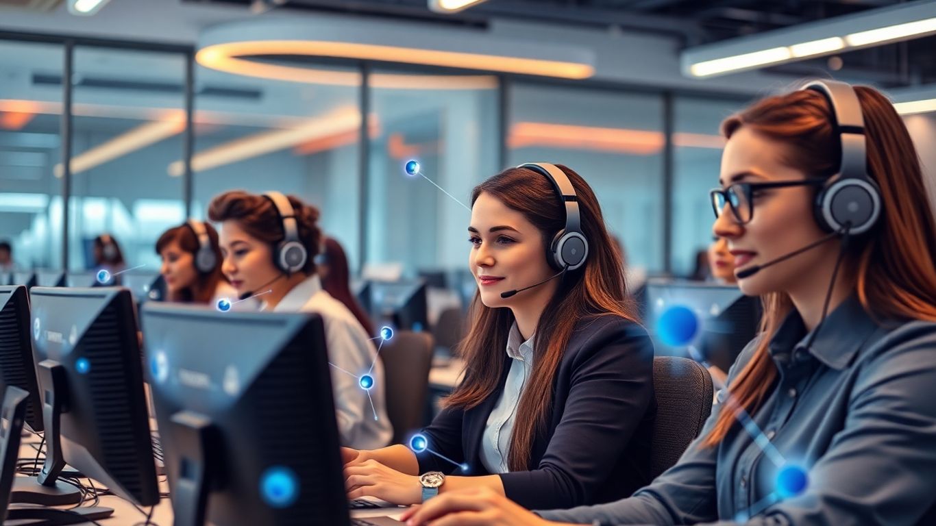 Modern call center agents using advanced VoIP technology