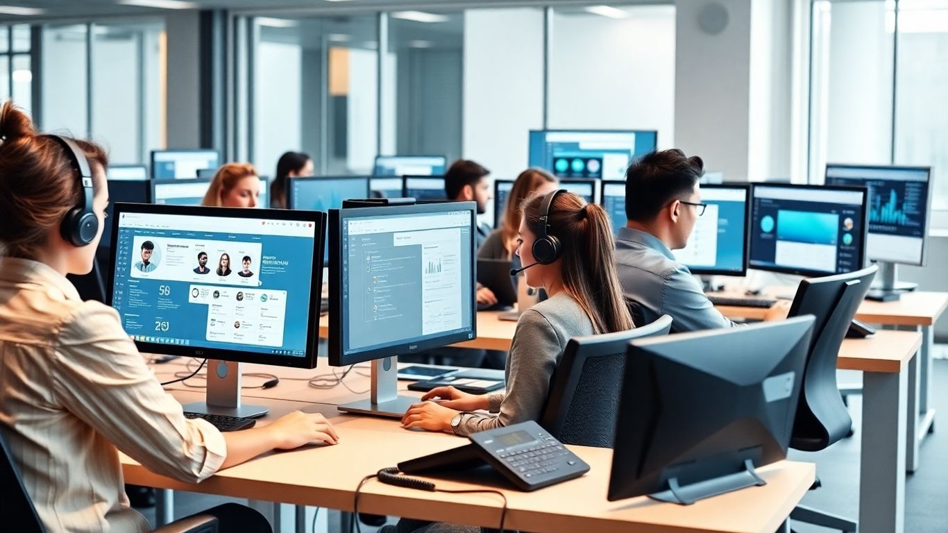 Modern call center agents using VoIP and CRMs