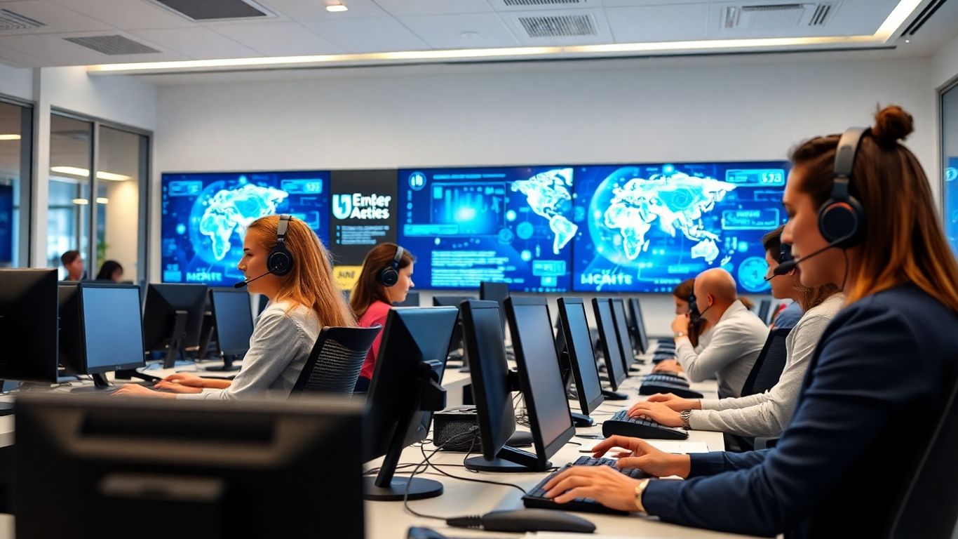 Call center agents using computers with AI hologram