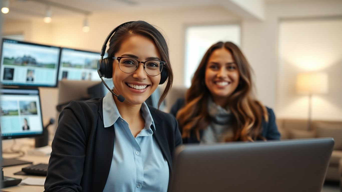 Call center operator assisting tenants with maintenance requests