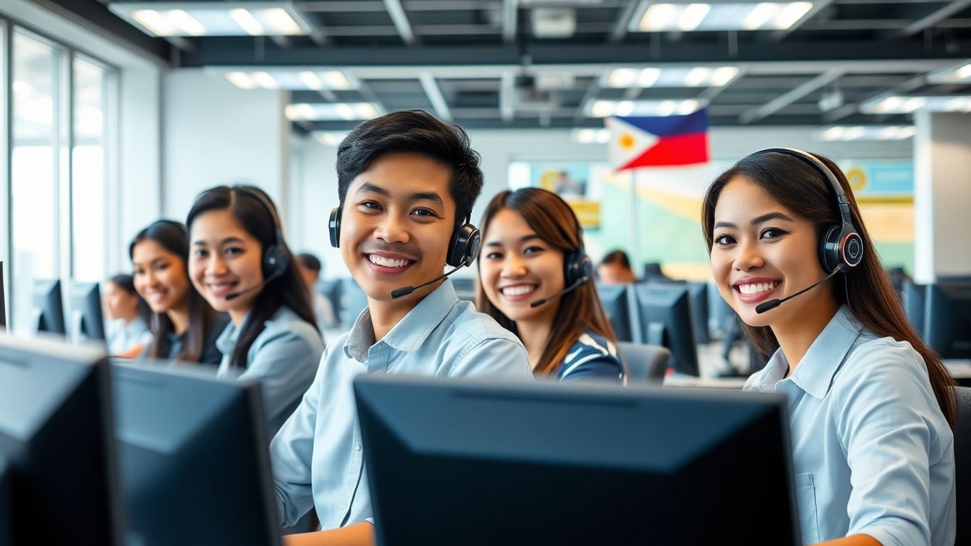 Call center agents in an office in the Philippines.