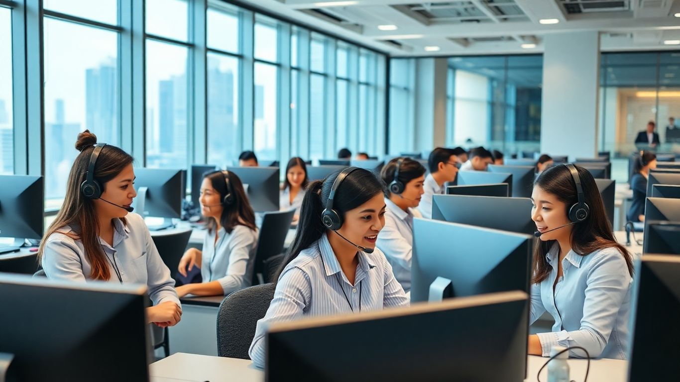 Philippine call center agents at work in modern office