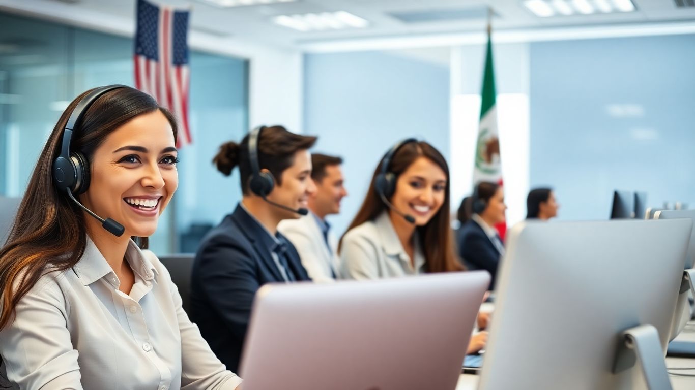 Call center agents in Mexico assisting US customers