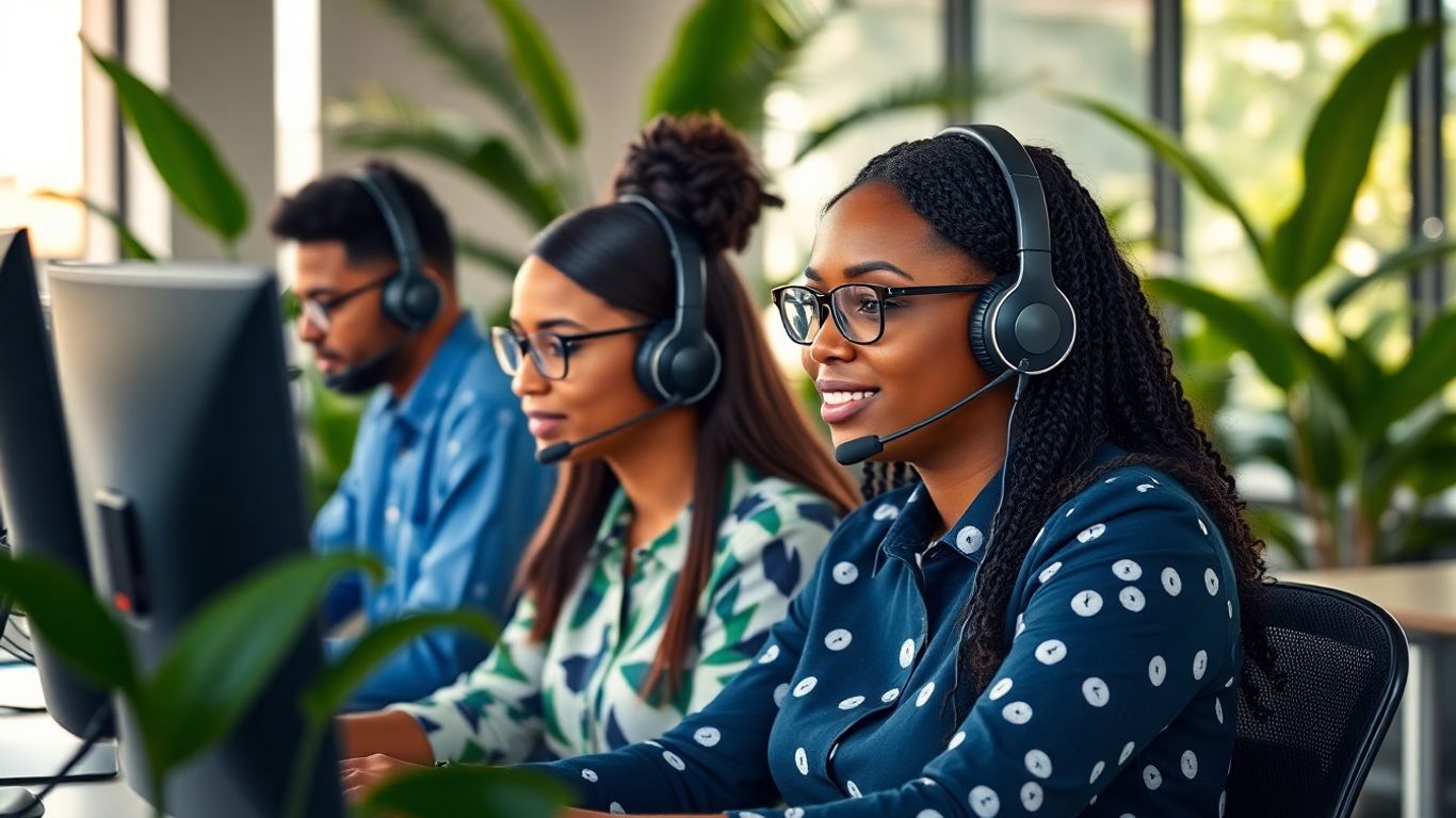 Belize call center team in modern office space