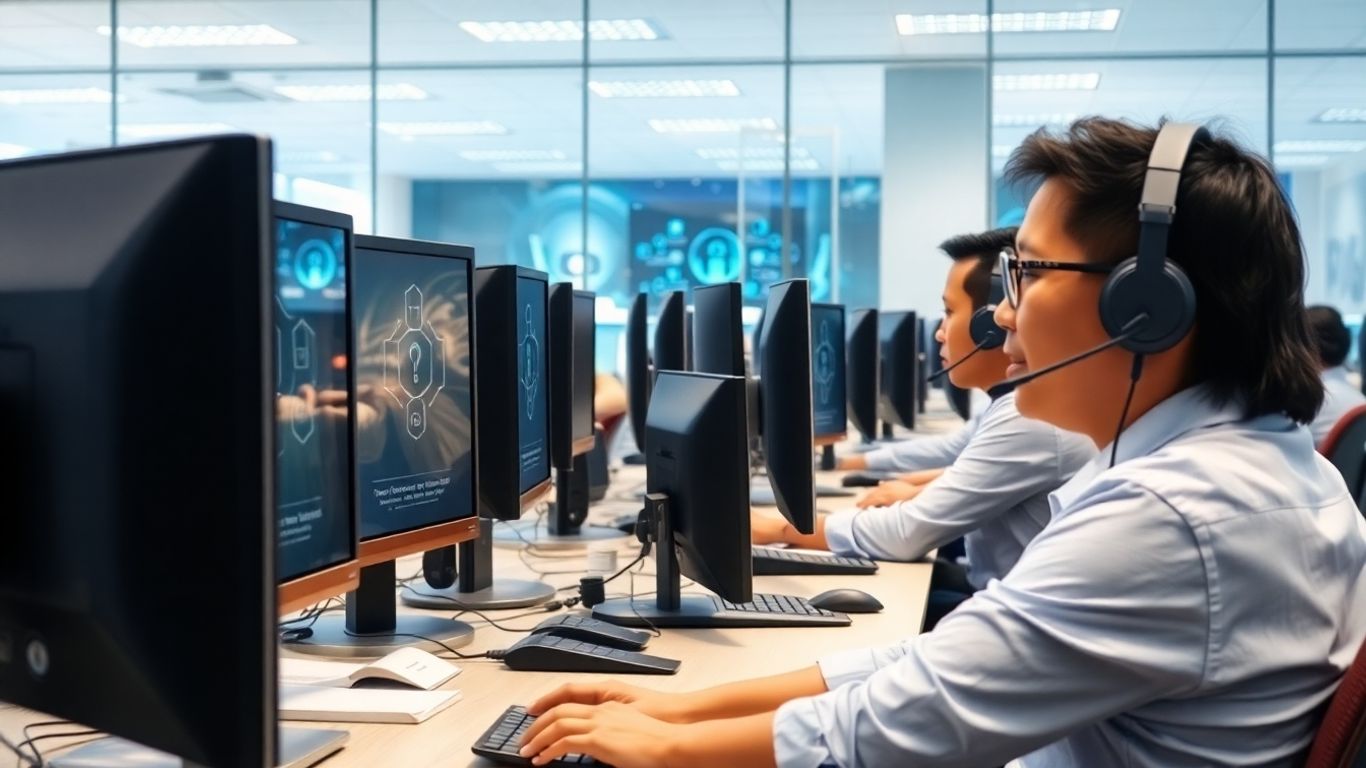Philippine call center agents working with visible data security