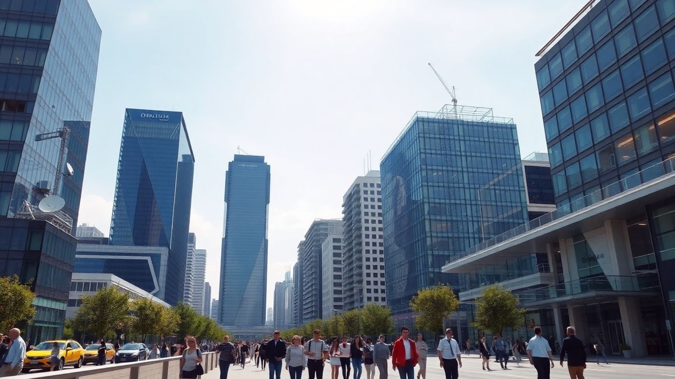 Modern cityscape of Mexico with sleek office buildings