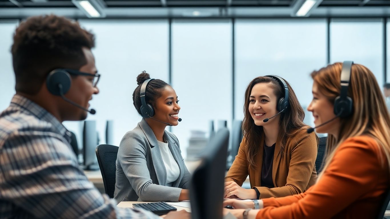 Call center manager resolving conflict between team members