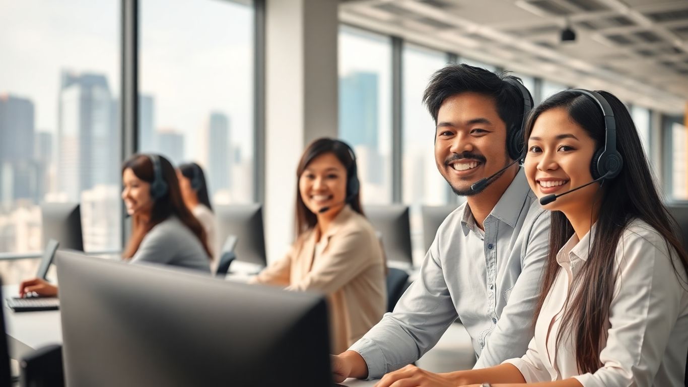 Philippines call center agents working in a modern office
