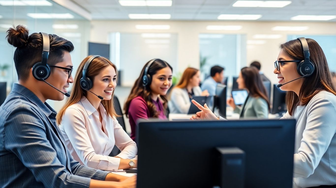Call center agents receive live coaching from supervisor