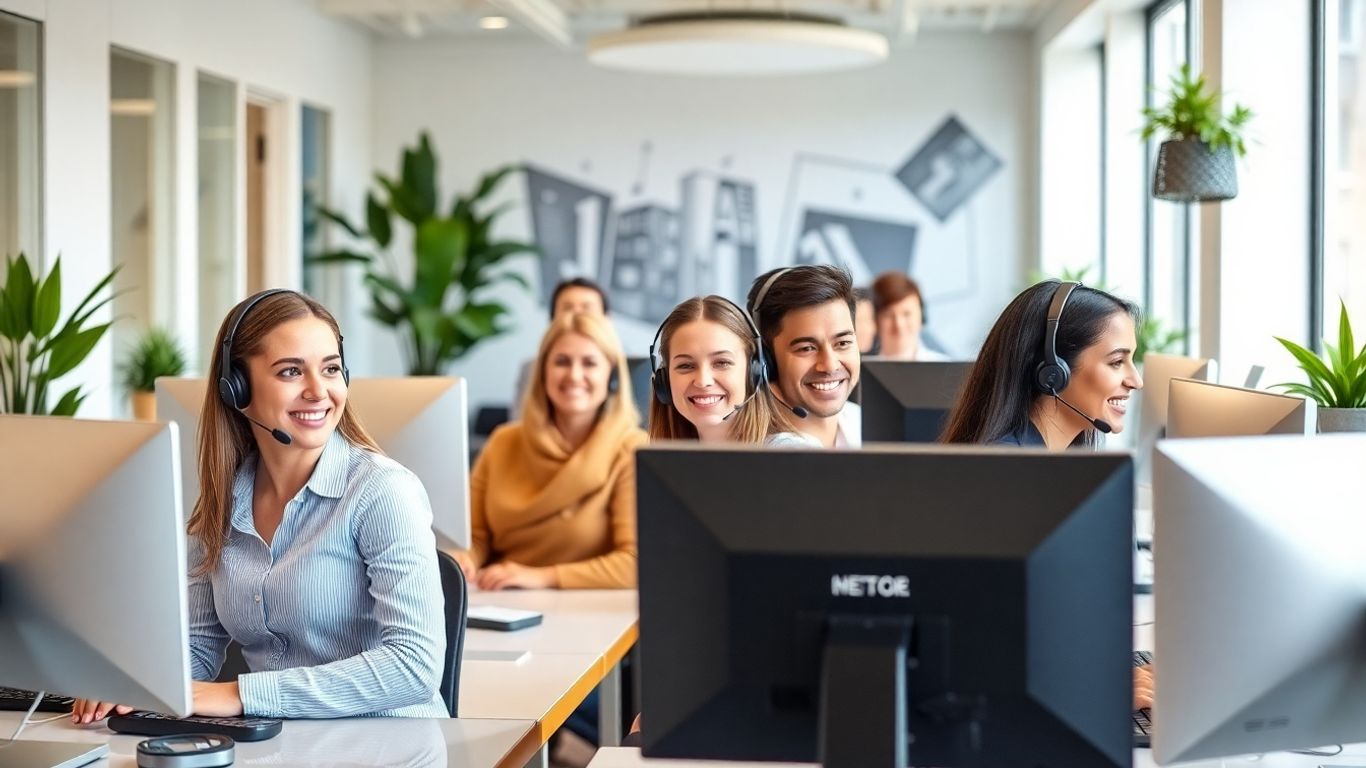 Small business call center team assisting customers