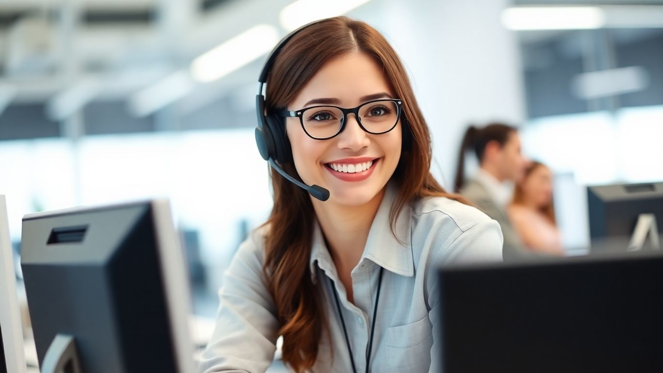Smiling Spectrum call center agent assisting customer