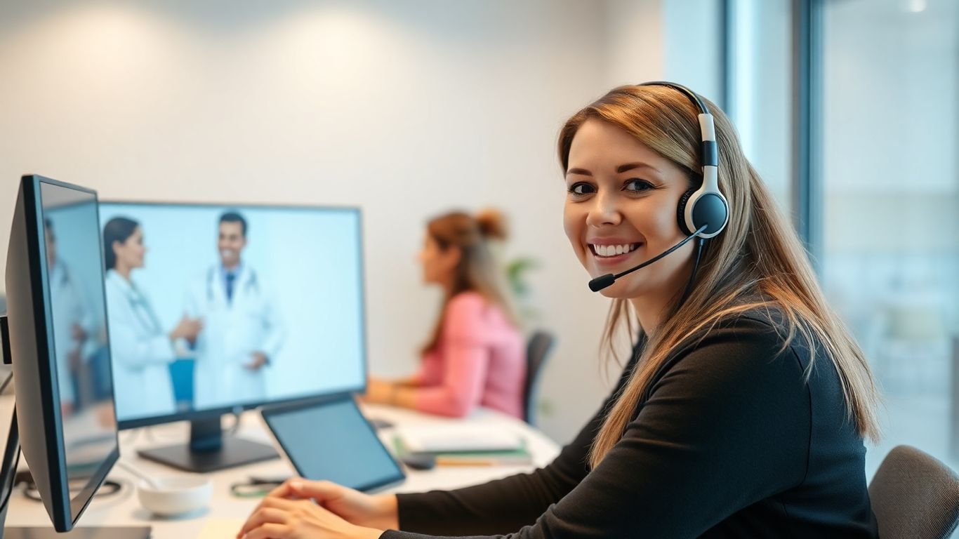 Healthcare agent and doctor in telehealth consultation