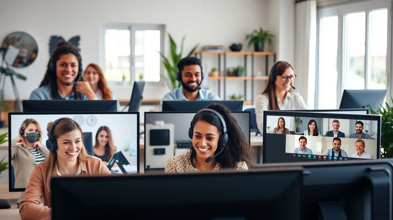 Remote call center agents in home office settings