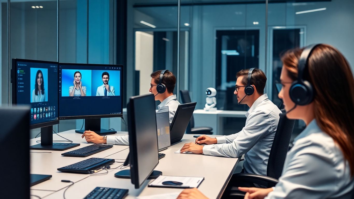 Business team uses AI answering service securely