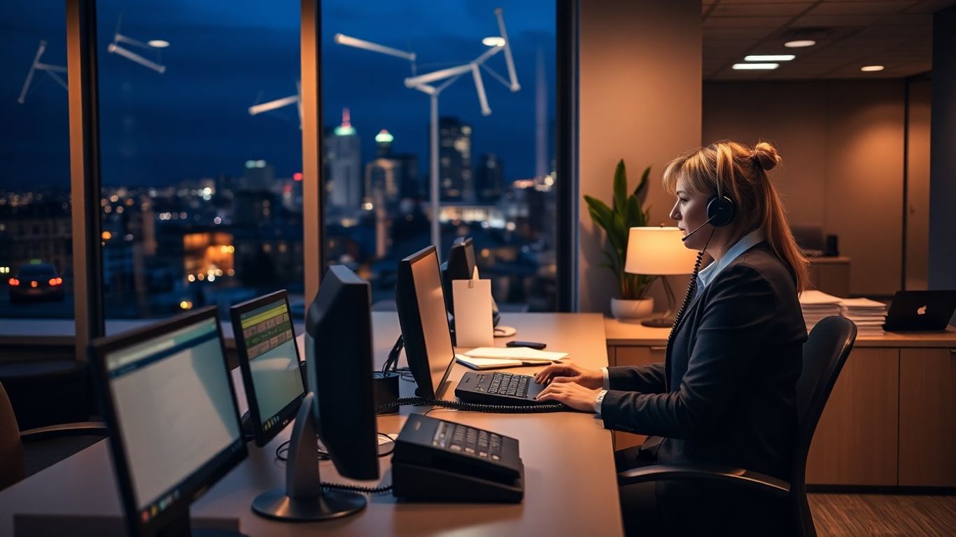 Receptionist answering calls in a modern Fremont office