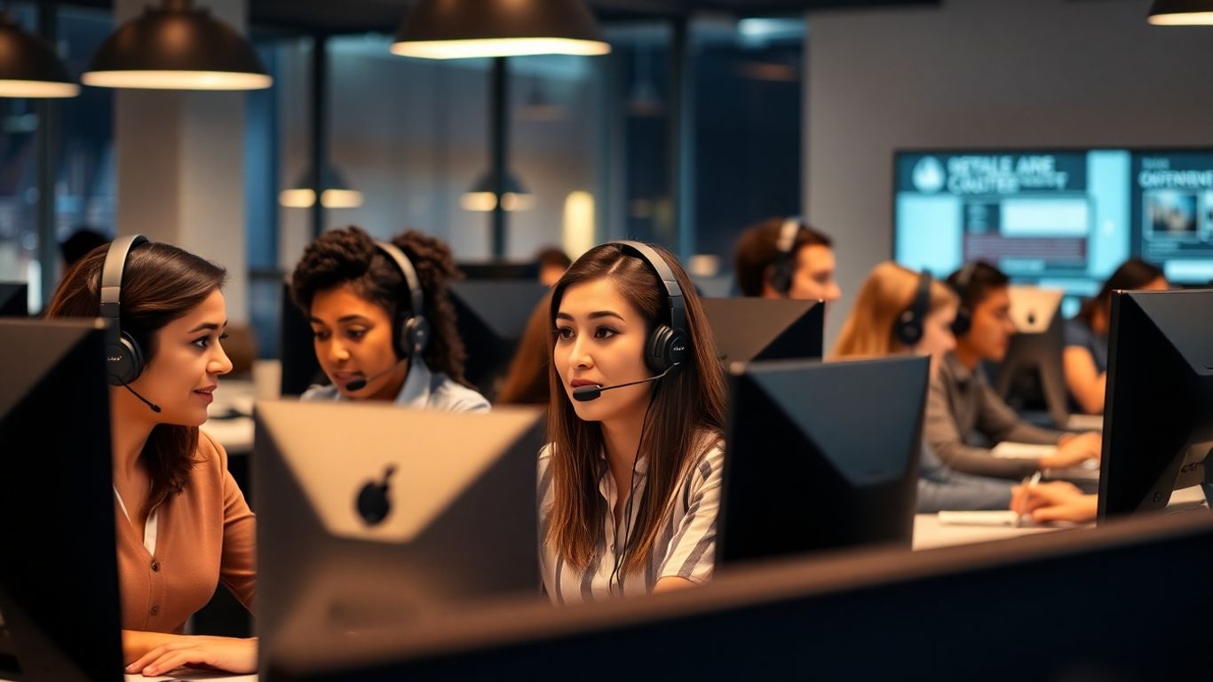 Nighttime call center agents providing 24/7 business support