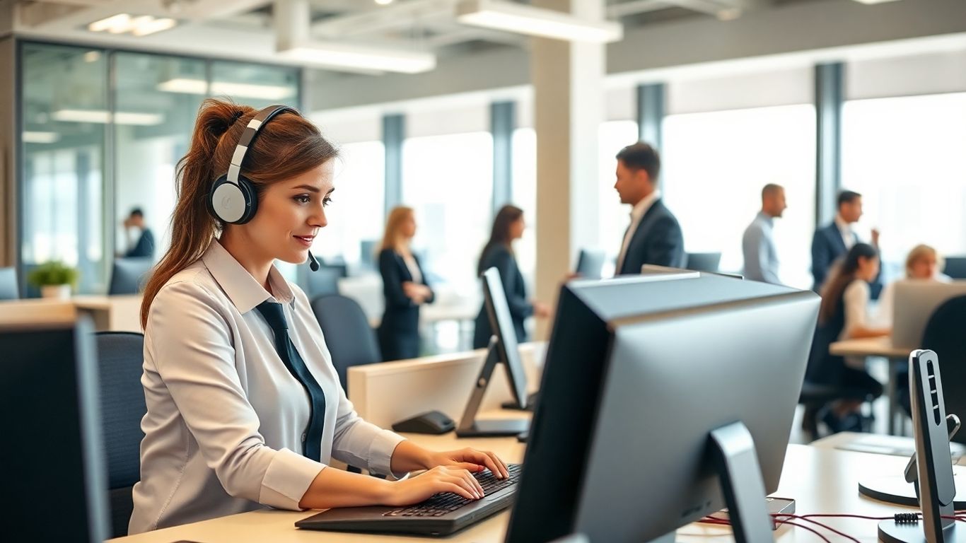 Office receptionist scheduling calls and appointments efficiently