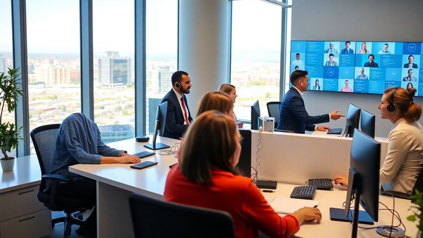 Receptionists answering calls in modern Albuquerque office