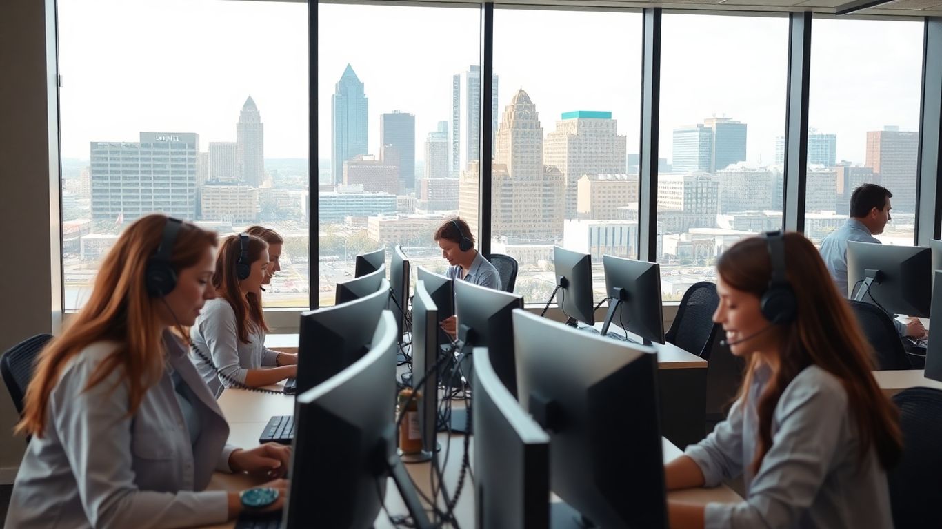 Call center agents working in Louisville office