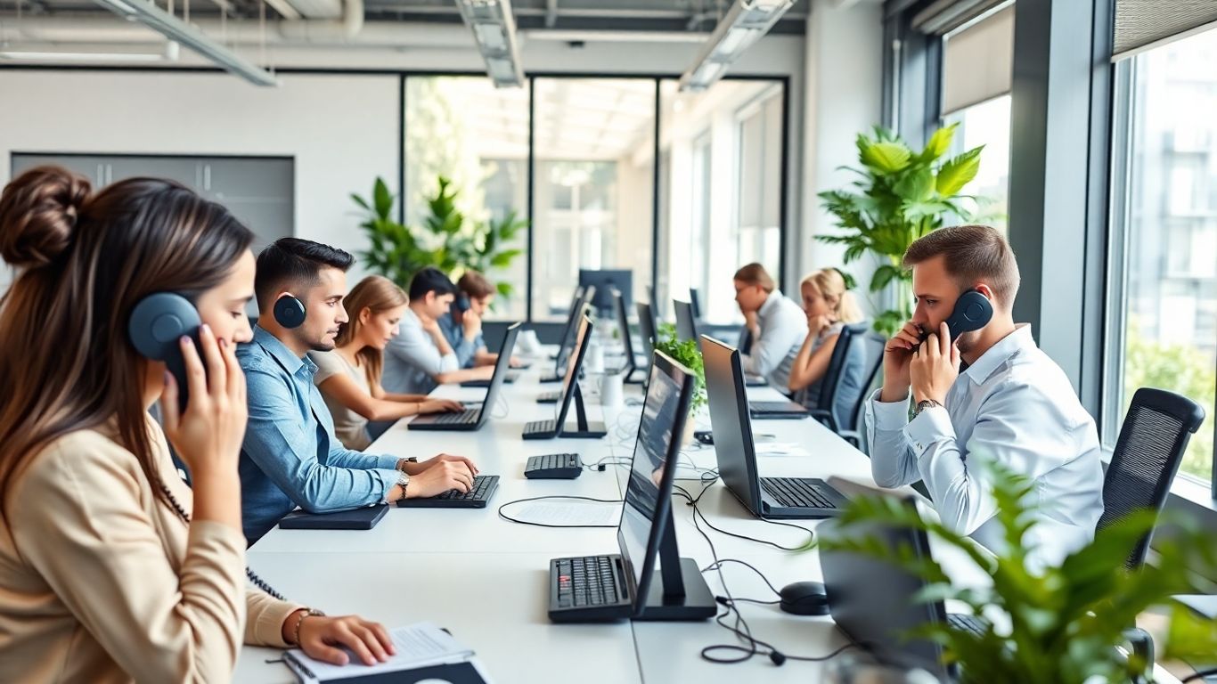 Professional office staff answering multiple phone calls in 2025
