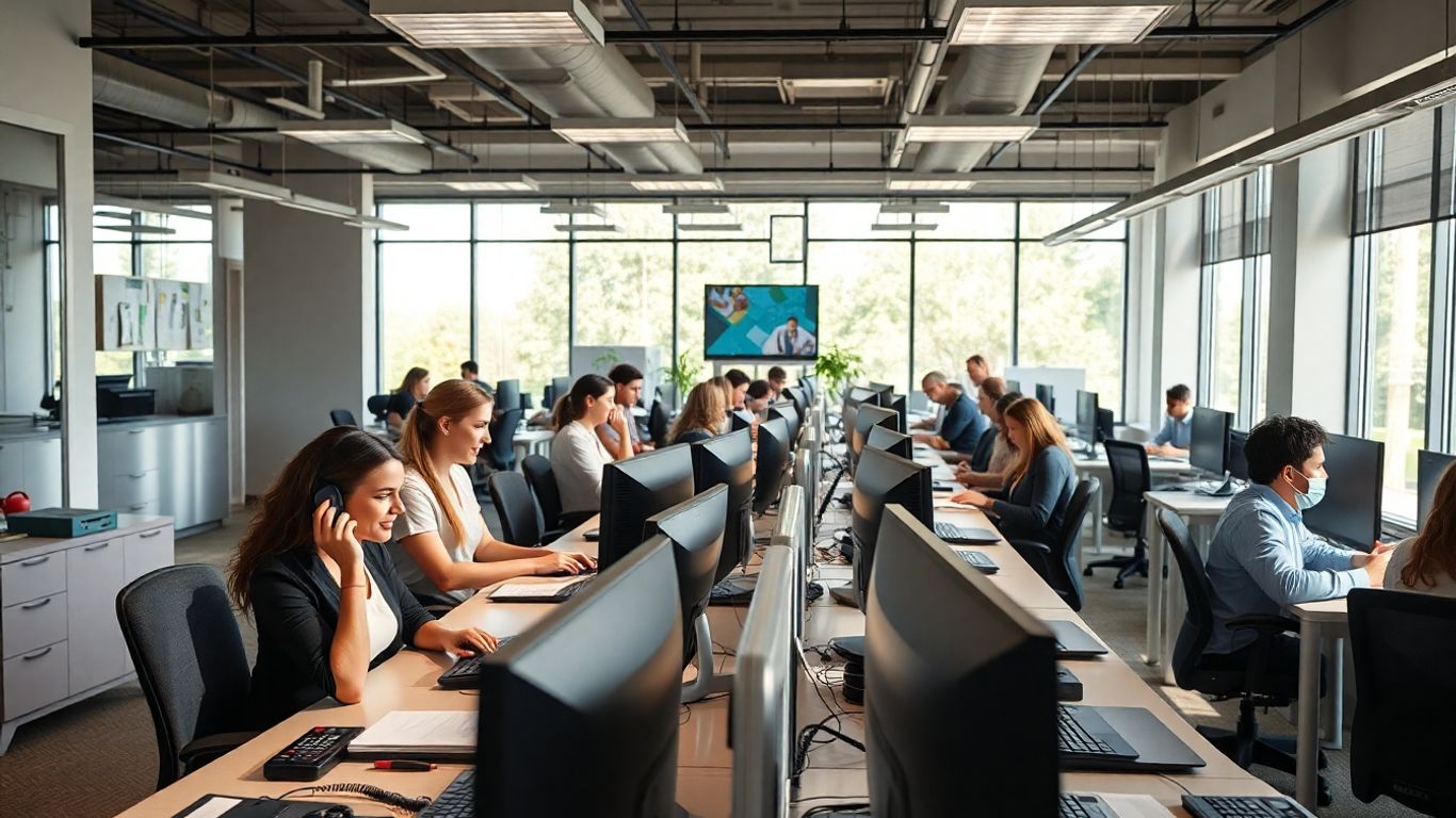 Receptionists answering phones in a busy Little Rock office