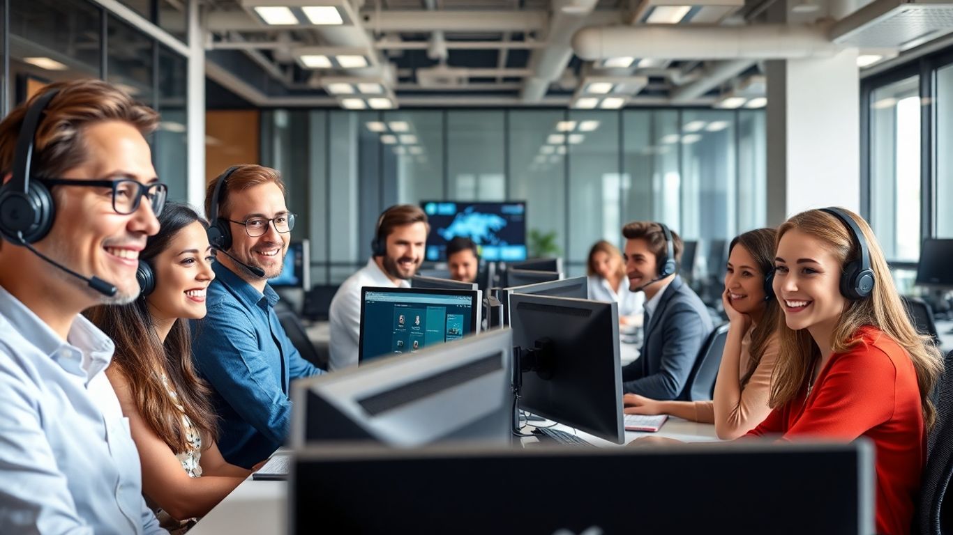 Modern call center agents using advanced technology