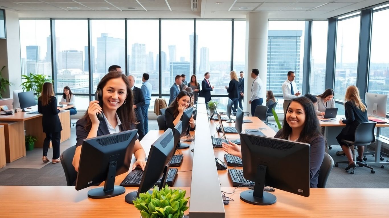 Receptionists answering phones in modern Tacoma office