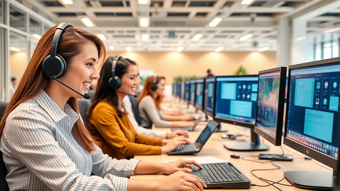 Call center agents integrating business tools for customer support