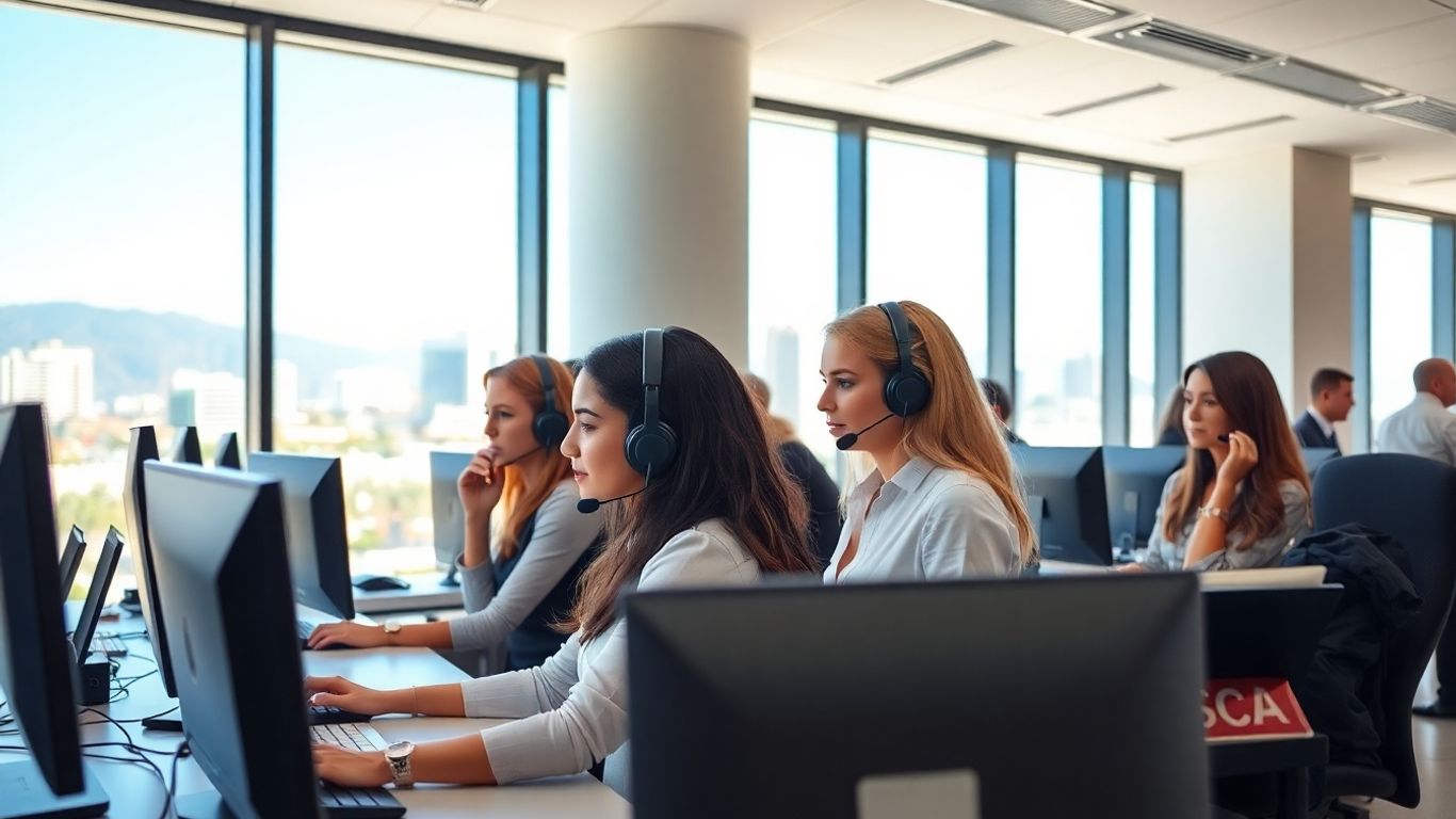 Office receptionists answering calls in San Bernardino office