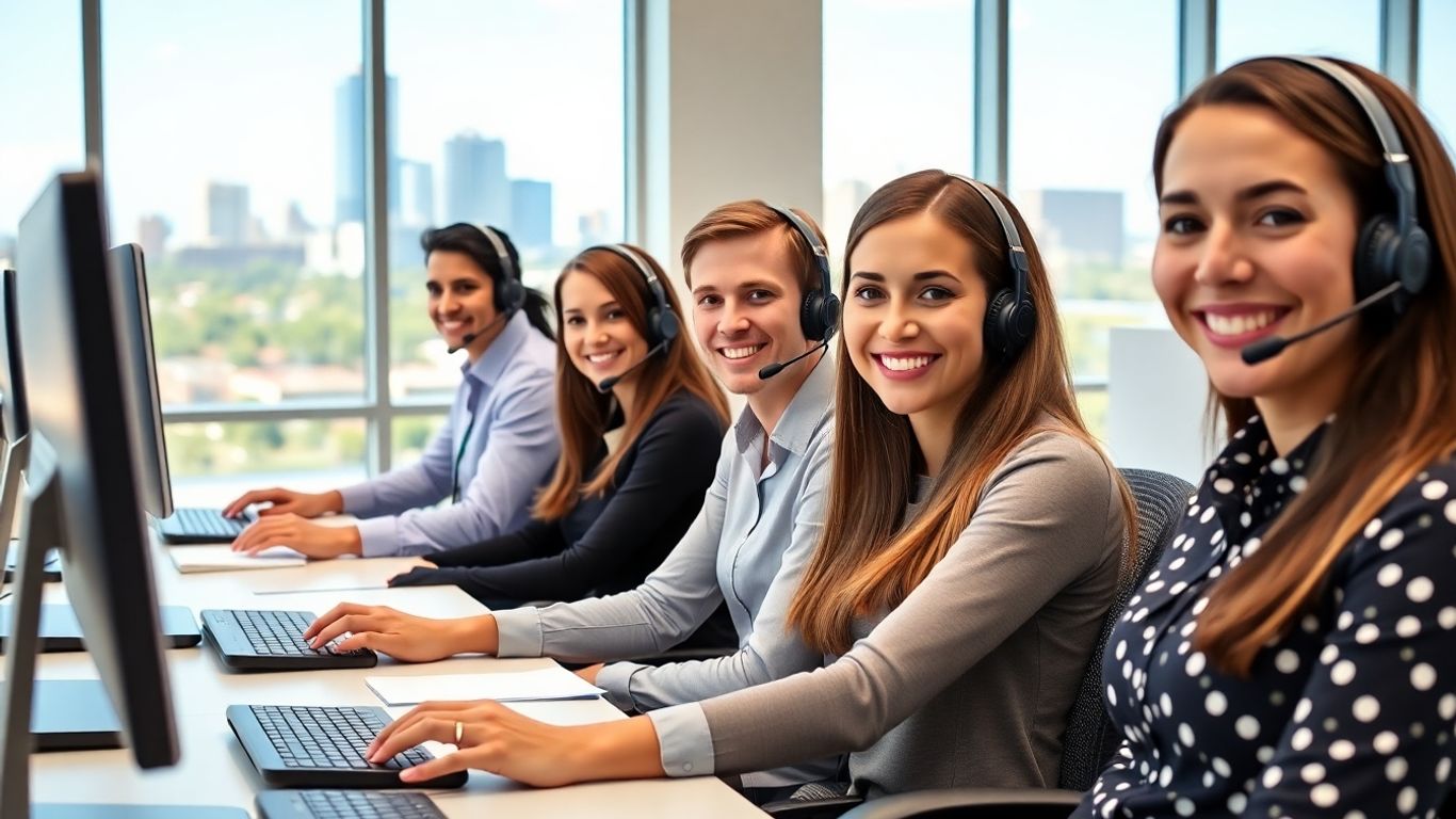 Texas call center agents in Lubbock office workspace