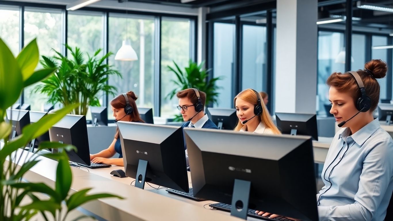 Receptionists answering multiple calls in modern Richmond office