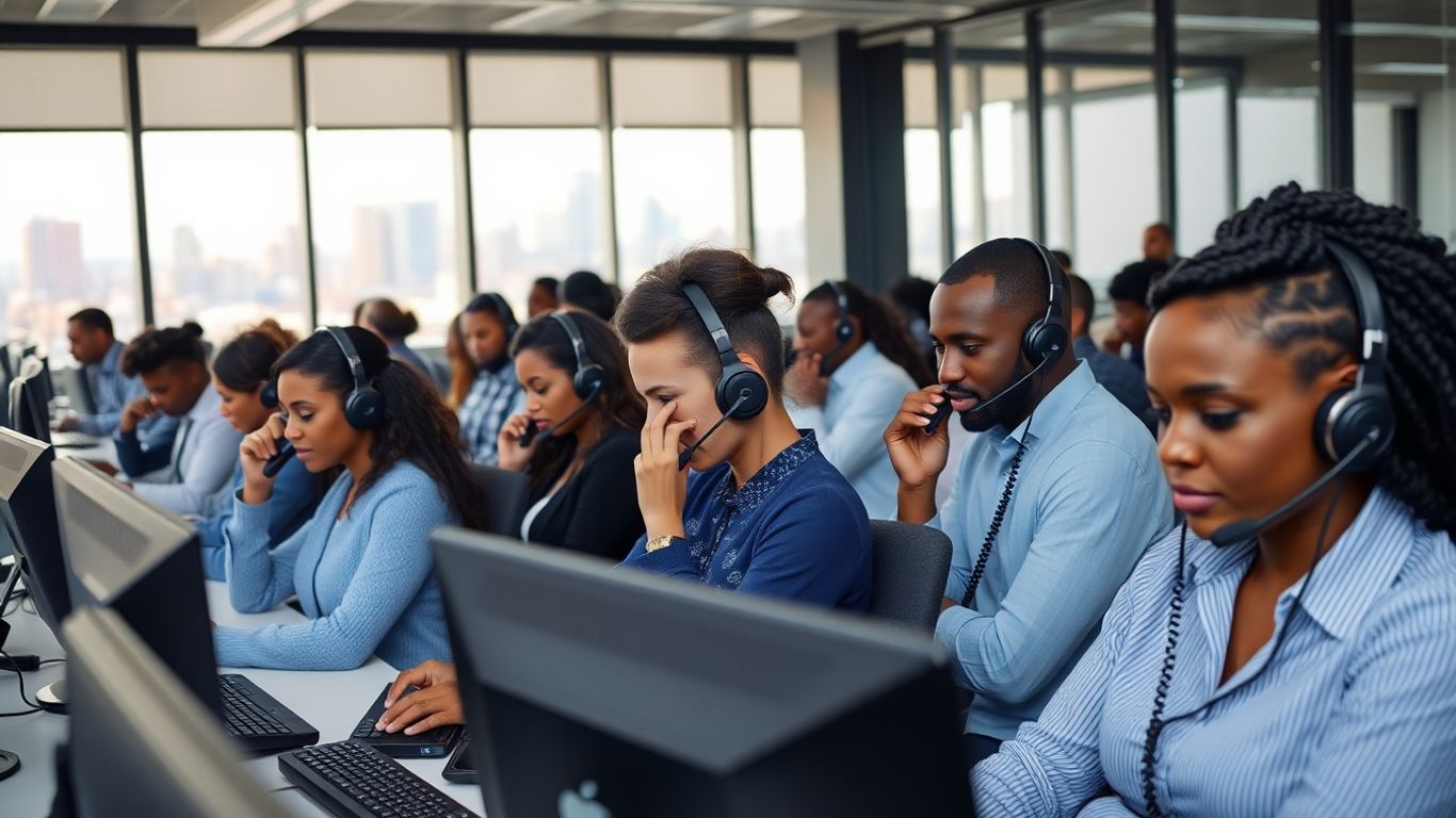 Professionals answering phones in a busy New Orleans office