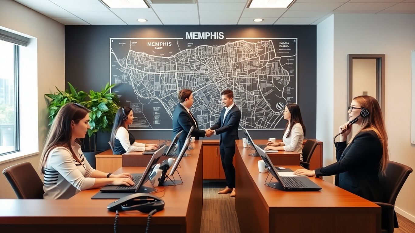 Receptionists answering phones in a Memphis business office