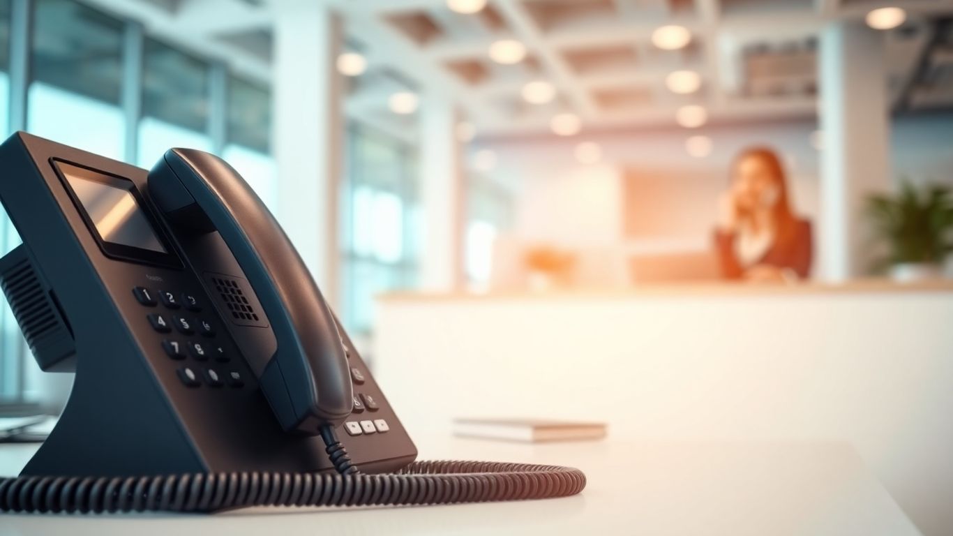 Receptionist answers office phone call for business support