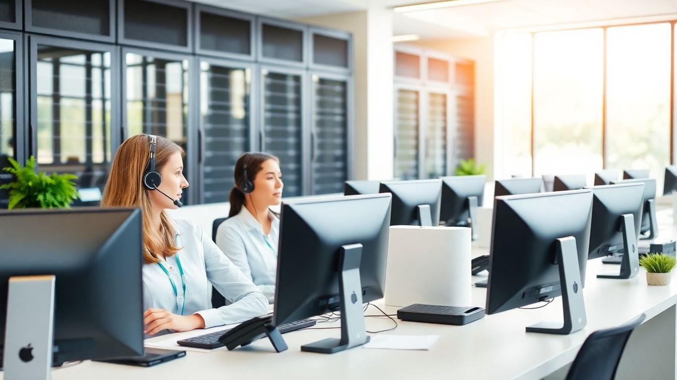 Professional office receptionists with headsets ensure business reliability