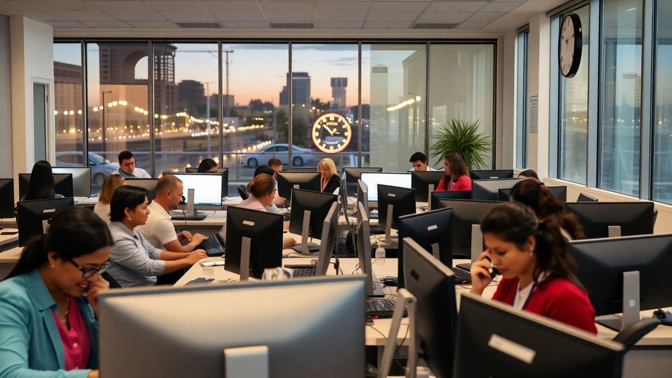 Santa Ana professionals answering phones in a busy office